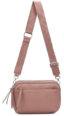 Damen Tasche Cross Over Body Bag Brusttasche Umhängetasche Schultertasche Brieftasche Smartphone Geldtasche Abend Handy Clutch Altrosa