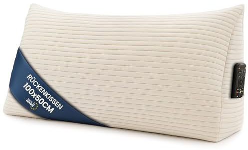 Amazinggirl Keilkissen Rückenkissen Cord Kissen 100 cm breit - Lesekissen für Bett Sofa und Couch Sofakissen groß Wandkissen Couchkissen Reading Pillow Stützkissen für Rückenlehne Beige