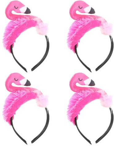 CLISPEED 4Er Set Flamingo-Stirnband Tropisches Party Haarreif FüR Damen Und MäDchen Leichtes Sichere Hawaii Haarschmuck FüR Strandparty Und Mottoparty