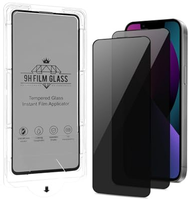 shamdspopu Privacy Screen Protector for iPhone 12 Mini/13 Mini, Glass Screen Protector, 9H Hardness, HD Screen Protector Film Accessories, Bubble-Free, Pack of 2 Glass Privacy Screen + 1 Car Dust