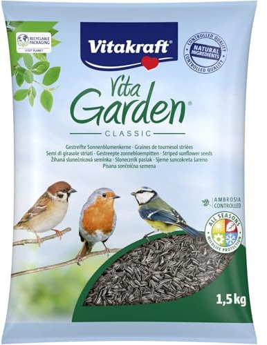 Générique VITAKRAFT - Aliment Graines De Tournesol Striées pour Oiseaux Toutes Saisons | Savoureux et nutritif | Idéal pour Le Jardin aviaire | Le Sac de 1.5 kg | Lot DE 3