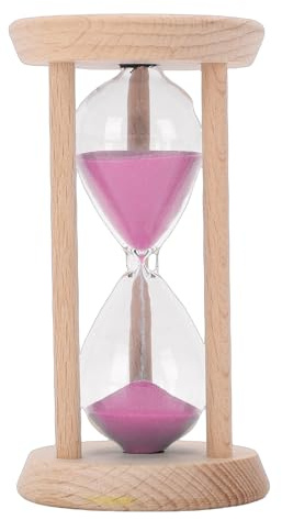 Denash Sablier en Bois de 5 Minutes, Sablier de Décoration de Bureau avec Cadre en Bois de Hêtre, pour la Cuisine, la Pâtisserie, Le Bureau de Méditation (Pink)