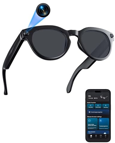 Orpnkna Smart Glasses with Camera and Bluetooth, 8MP 32GB 1200P HD Video Recording, Real-Time Translation & Voice Assistant, Open-Ear Bluetooth Audio for Vlogging, Travel & Meetings
