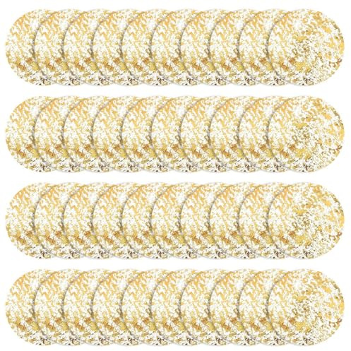 CHROMACRAFT 40 Tovagliette Rotonde in Lamina d'oro, Tovagliette Vuote in Rete, Decorazioni per La Tavola delle Feste, Adatte per Compleanni, Matrimoni E Feste.