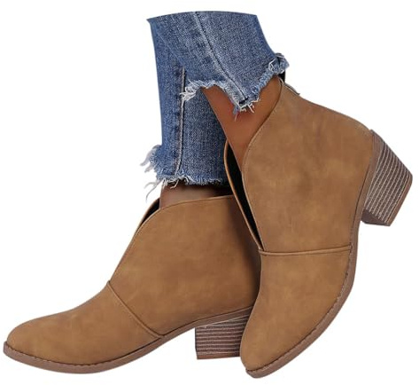 ticticlily Stivaletti Donna con Tacco Basso Casual Scarpe Senza Cordoni Stivali Corti Primaverili Estivi