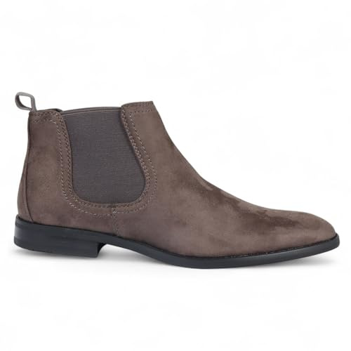 Infinity Leather Dolcetto Herren-Chelsea-Stiefel aus grauem Wildleder, mit Echtlederfutter, zum Hineinschlüpfen