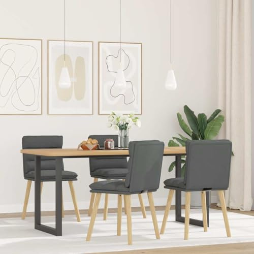 Vevorizon Esszimmerstuhl 4er Set Dunkelgrau Stoff mit Rückenlehne & Armlehne modern skandinavisch Sitzgruppe für Küche Wohnzimmer stabile Polsterstuhl
