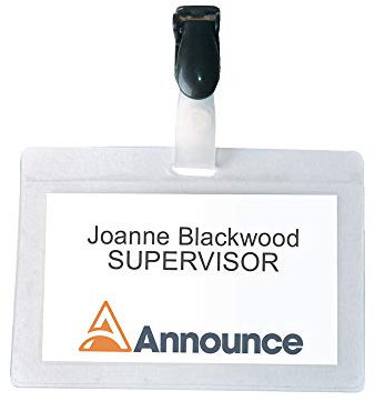 Pavo - Laminier-Namensschilder, mit Clip, 54 x 90 mm, transparent, 25 Stück