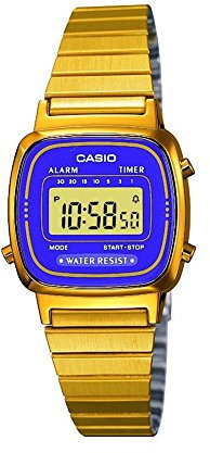Casio Collection LA670WEGA-6EF - Reloj Digital de Cuarzo para Mujer, Correa de Acero Inoxidable Color Dorado (Alarma, cronómetro)