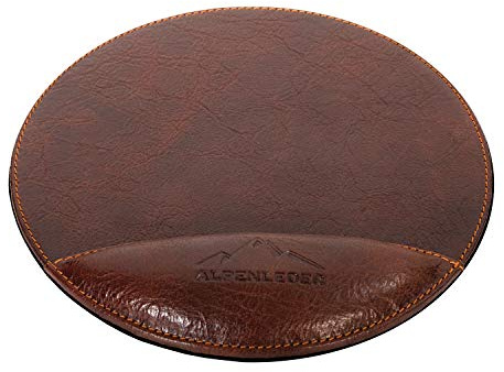 Alpenleder Mousepad - MEERSBURG (Handgefertigt) - Nachhaltiges Bio-Leder aus regionaler Landwirtschaft | Mauspad Gaming Leder, Mousepad mit Handauflage *Fair Produziert* (24cm, Brandy)