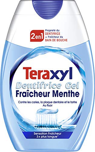 Teraxyl - Zahnpasta Gel 2 in 1 – Zahnpasta + Mundbad – Frische Minze – Frischegefühl – Fluor-Formel – Tube mit 75 ml