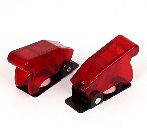 sourcing map Plastic 12mm Toggle Switch Spring Loaded Cover Protection Cap 2pcs Red
