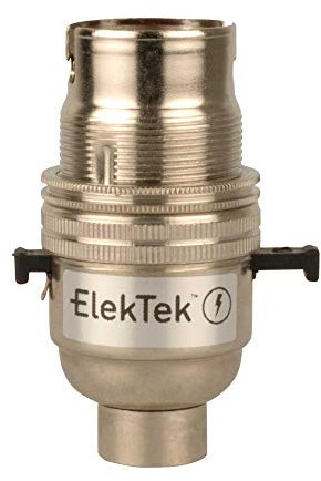 ElekTek Lampenfassung, B22-Fassung mit Schirmträgerring und Verschlussschraube im Sockel, Sicherheitsschalter