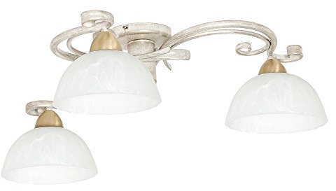 Licht-Erlebnisse Deckenleuchte Shabby Chic Weiß 3x E27 bis 60W Deckenlampe Landhaus rustikal Esszimmer Lampe Decke Wohnzimmer