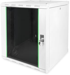 DIGITUS Netzwerk-Schrank 19 zoll 12 HE - Wandmontage - 600 mm Tiefe - Traglast 100 kg - Unique Serie - Glastür - Grau