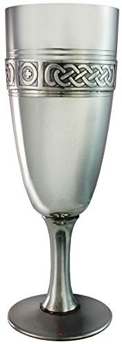 I LUV LTD Celtic Banded Pewter Champagne Flute and Wine Goblet 7 Wedding Gift