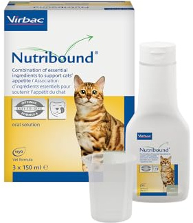 Virbac Nutribound Katze | 3 x 150 ml | Diät-Ergänzungsfuttermittel für Katzen | Bei Appetitmangel und Erschöpfungszuständen