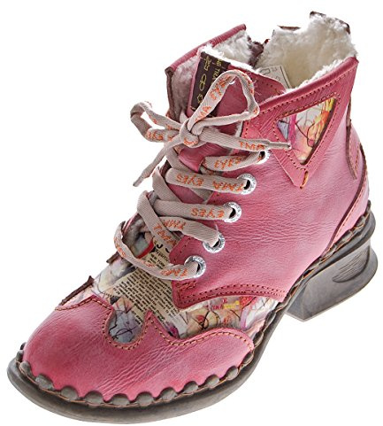 TMA Leder Damen Winter Stiefeletten Comfort Knöchel Schuhe 5171 Rot Boots gefüttert Gr. 36