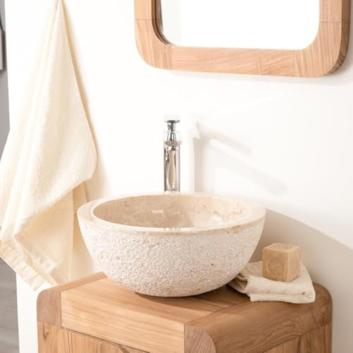 Wanda collection - Lave Mains en Pierre à Poser Stromboli crème 35cm