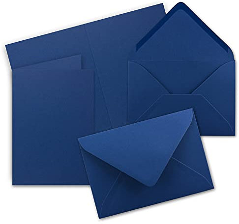 Faltkarten Set mit Brief-Umschlägen DIN A6 / C6 in Dunkelblau/Nachtblau - 25 Sets - 14,8 x 10,5 cm - Serie FarbenFroh