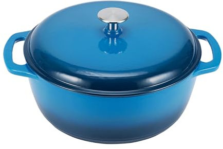 Amazon Basics Redondo Horno holandés de hierro fundido esmaltado, 5.7 L, Azul