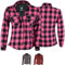 BULLDT Motorradhemd Damen mit abnehmbare 4CE-Protektoren (EN 1621-1) - Klassisch 100% Baumwolle Holzfäller Flanellhemd - Biker Motorradjacke mit Aramid-Kevlar-Futter bietet 360° Schutz Rosa - XXL