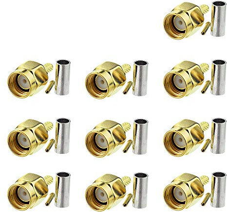 Eightwood RP SMA Stecker WLAN Adapter RP-SMA PCB Stecker DIY PCB Mount Straight Crimp 10 Stücke für Wireless Module RG174 RG316 LMR100 RF Kabel MEHRWEG