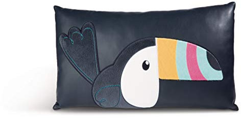 Nici Kissen Tukan rechteckig 43x25cm Kunstleder mit Plüschapplikationen
