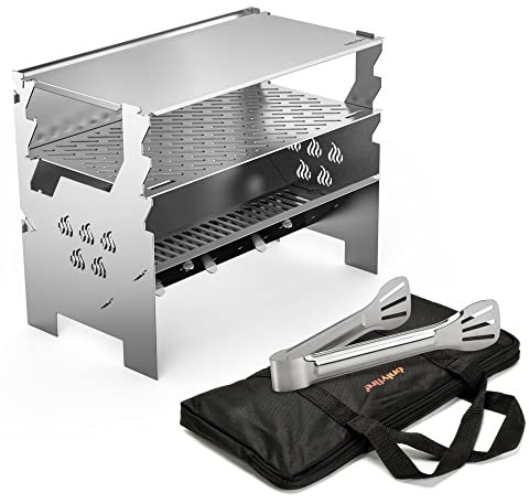 only fire Detachable Portable Charcoal Wood Grill Camping Grill for Picnic, Hiking, Backyard Cooking - with Handbag