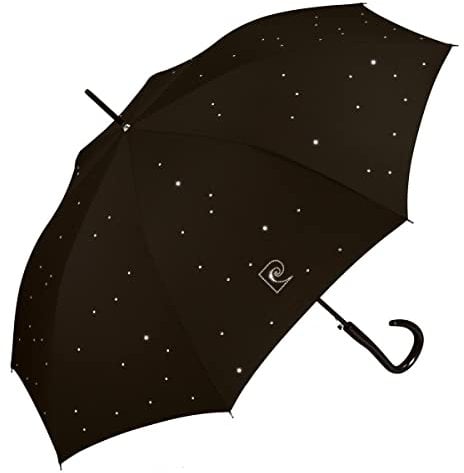 Pierre Cardin Regenschirm Damen Stockschirm Automatik Schmucksteine Glitzerkristalle Simili Schwarz