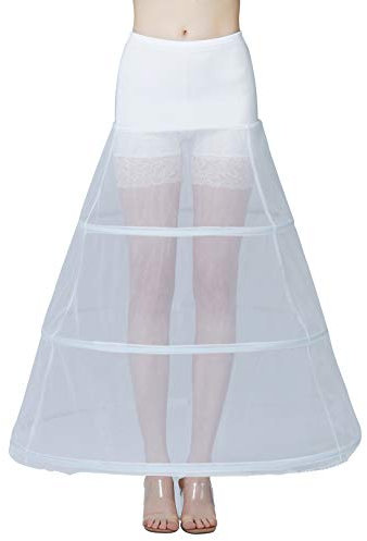 BEAUTELICATE Petticoat Unterröcke Reifrock Damen Lang A-Linie Crinoline Hohe Taille für Brautkleid Abendkleid Hochzeit Rockabilly Weiß (Weiß - 3 Reifen,34-36)