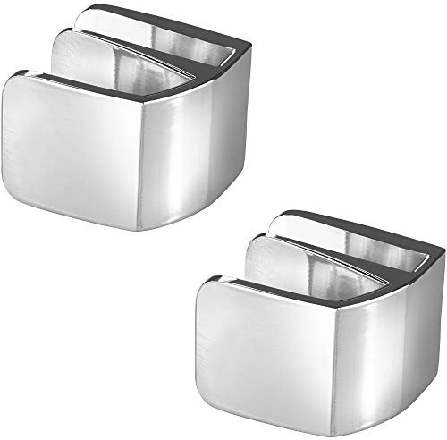 Gedotec Glastürgriff Schrank Möbelgriffe für Glastüren - Ziehgriff zum Klemmen - Square | Glasdicke 4-6 mm | Metall verchromt | Griff für Schranktüren & Glastüren | 2 Stück - Design Spiegel-Türgriff