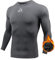 AMZSPORT Herren Thermoshirt Kompressionsshirt Langarm Funktionsunterwäsche Winter T-Shirt Laufshirt, Grau, L