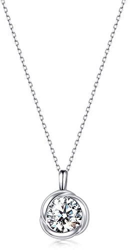 immobird Damen Halskette Silber 925 Kette Basic mit Funkelt Stein Zirkonia April Geburtsstein Ketten Frauen Freundin