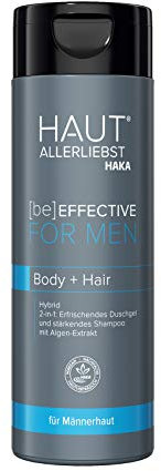 HAKA Hybrid Body+Hair I Mildes Duschegel & Shampoo I 200 ml Flasche I Für Männerhaut
