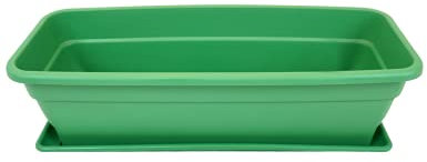 Jardin202 - Jardinera 60 cm Verde con Plato Incorporado - Maceta con Agujeros de Drenaje