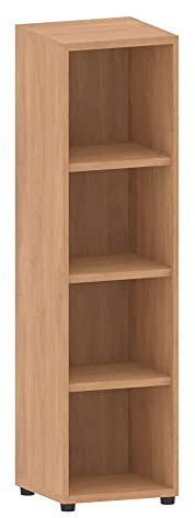 Eigentlich Aktenregal Büroregal 4 Fächer, 40x40x77,5cm, Buche | Ordnerregal Bücherregal Regal Homeoffice Aufbewahrungsregal Büromöbel 4 OH aus Holz, höhenverstellbare Boden, Made in Germany