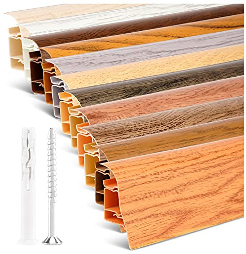 TJ Sockelleisten Eiche modern I Länge 30 m I PVC Bodenleisten mit integriertem Kabelkanal I langlebige Fußleisten aus robustem Kunststoff in modernem Holzdesign I einfache Montage