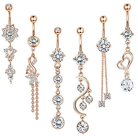 Kakonia 14G anneaux de nombril balancent pour les femmes anneaux de nombril en acier chirurgical bijoux de piercing