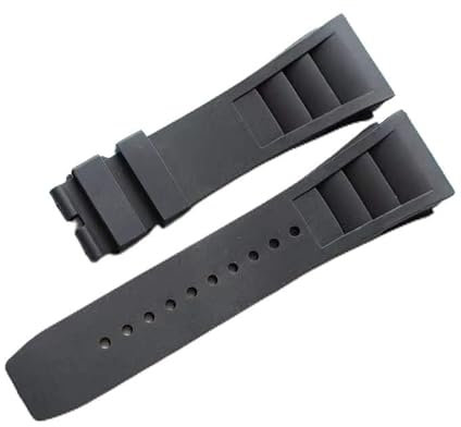 Kevisae Uhrenarmband aus Gummi, kompatibel mit Richard Mille RM035 011 055 030, Schwarz / Orange / Rot, 25 mm Richard Mille Gummi-Uhrenarmband