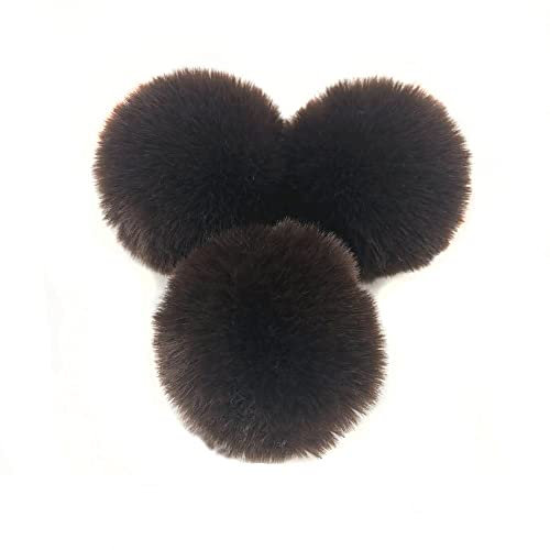 10 STK 8cm Pompons Kunstfell Kaninchenfell Fellbommel,Kunstpelz Pom Pom Ball Plüschbälle Bommeln für DIY Handwerk Mützen Anhänger Dekoration Damen Mädchen Taschenanhänger Schlüsselanhänger,Braun