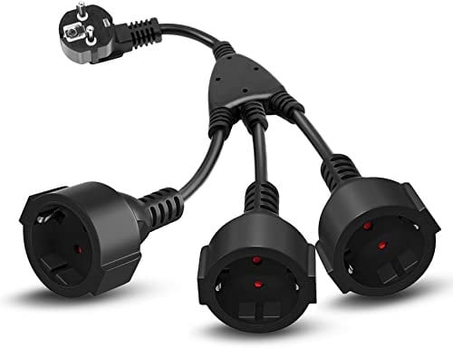 Dreifachstecker für Steckdose, Verlängerungskabel mit 3 Schuko Steckdosen 16A/ 250V/ Max.3500W, 3 in 1 Steckdosenadapter Steckdosenverlängerung 3-Fach Verteiler Steckdose für Zuhause, Büro, Reisen
