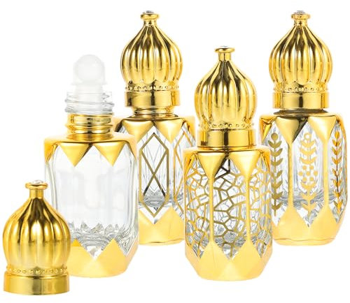 Ciieeo Roll on Bottles, Roller Bottles for Essential Oils 6ml, Oil Roller Pitcher, Arabic Crystal Glass Refillable Roller Pitcher for Oils Perfume Travel 4Pcs