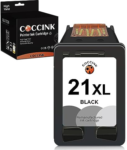COCCINK 21XL Cartucho de Tinta Remanufacturado para HP 21 XL Deskjet 3920 3930 D1530 D2360 D2460 F2180 F2224 F2280 F4180 F380 PSC 1401 1406 1410 1412 OfficeJet 4315 5610 Fax 1250 3180 Impresora Negro