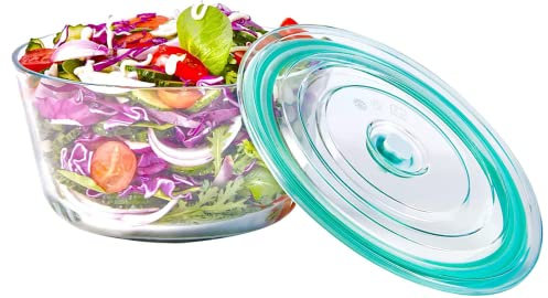 mumisuto Cuencos para Mezclar, 2.9L Ensaladera de Cristal con Tapa Hermética, Multifunción Cuencos Cocina, Bol Cocina son Apilables y Aptos para Lavavajillas, Refrigerador, Horno Microondas