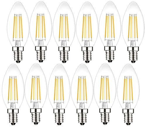 E14 Led Candle Light Bulb,Small Edison Screw,SES 4W Equivalent 40W, Warm White 2700K,400Lm,Pack of 12