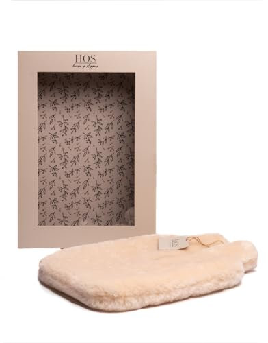 HOS Comfort Clara Faux Fur Sheepskin Cover With Hot Water Bottle and Gift Box Included Cream