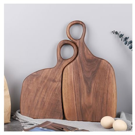 Dxcaicc Tagliere in Noce Nera (Set di 2),Tagliere Grande E Spesso in Legno di Noce, Taglieri in Legno con Manico, Taglieri da Cucina per Carne, Pane, Tagliere per Frutta