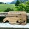 personalisiertes Schneidebrett mit Griff und Lederband aus Akazienholz, Motiv Berge mit Hirsch und deinem Wunschtext, das perfekte Geschenk für die rustikale Brotzeit, ca. 37,5 x 23 x 1,5 cm,