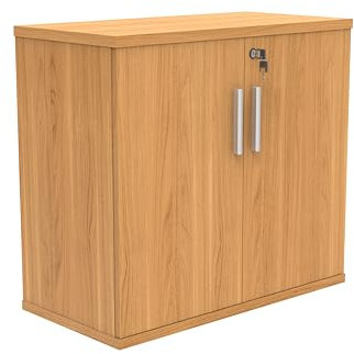 office hippo Strapazierfähiges, Robustes Möbelstück, anpassbare Regalbretter und Füße, verschließbarer Schrank, Bürostauraum, melaminbeschichtete Spanplatte, 80 x 40 x 73 cm, Norwegische Buche